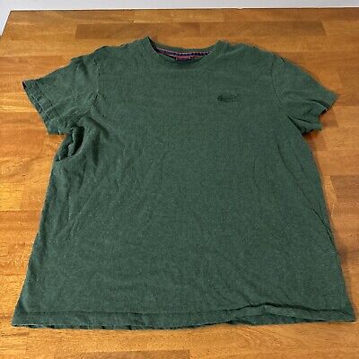 Super Dry Men s Large Green T-Shirt Embroidered Logo Organic Cotton