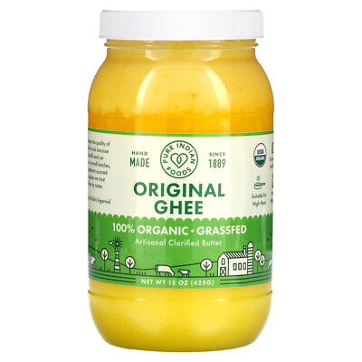 Pure Indian Foods Ghee 100 Organic Grass-Fed 15 унций 425 г Без BPA, органический,