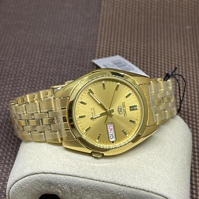Pre-owned Seiko 5 Snk366k1 Automatic Gold Stainless Steel Analog Men's Casual Dress Watch
