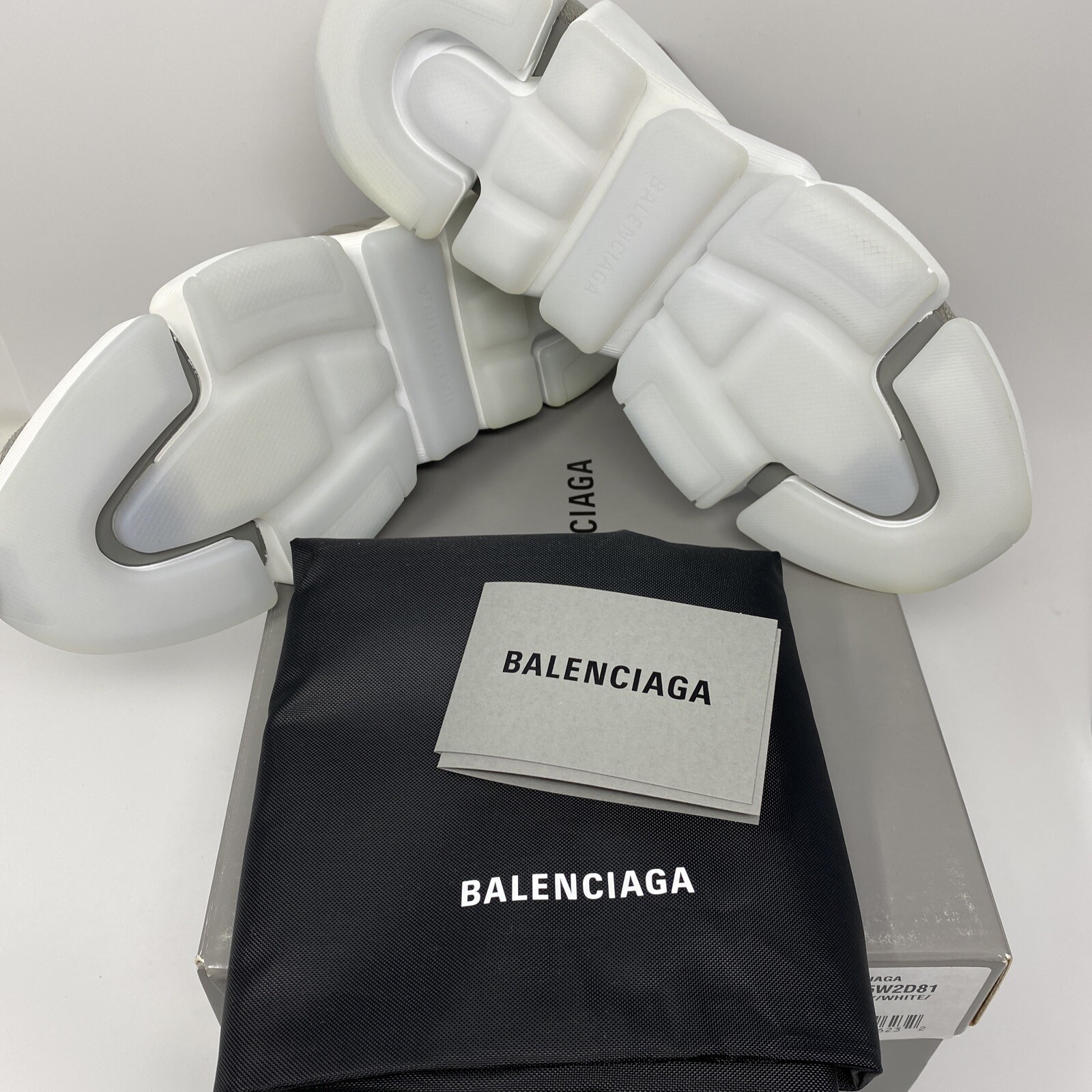 Pre-owned Balenciaga Speed 2.0 Ribbed Women's Sneakers Size 40 Eu / 10 Us Grey White