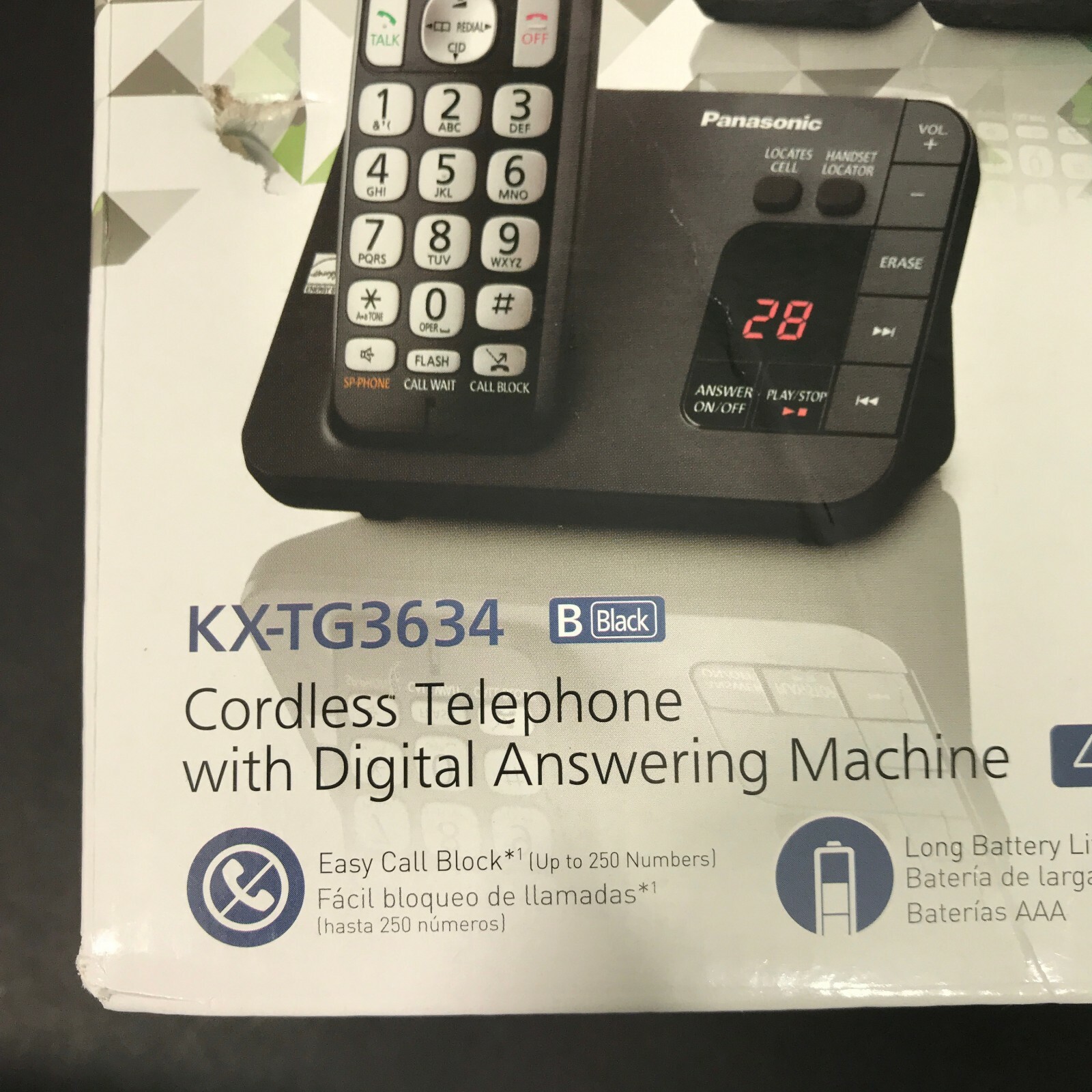 Panasonic KX-TG3634 Cordless Telephone 4 Handsets with Digital Answering Machine