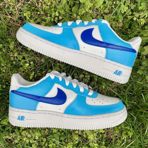 Pre-owned Nike Air Force 1 Custom Shoes Low Two Tone Blue Light Dark Men Women Kids Sizes
