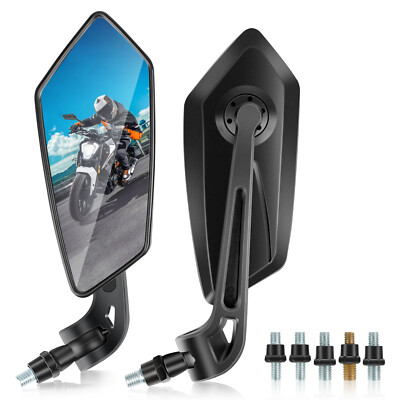 Motorcycle Rearview Side Mirrors Wing 8mm/10mm Universal For Sport Bike Scooter