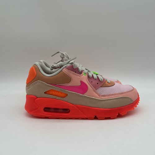 Pre-owned Nike Air Max 90 Bright Crimson Platinum Ct3449-600 Women's Size 8 No Lid In Silver