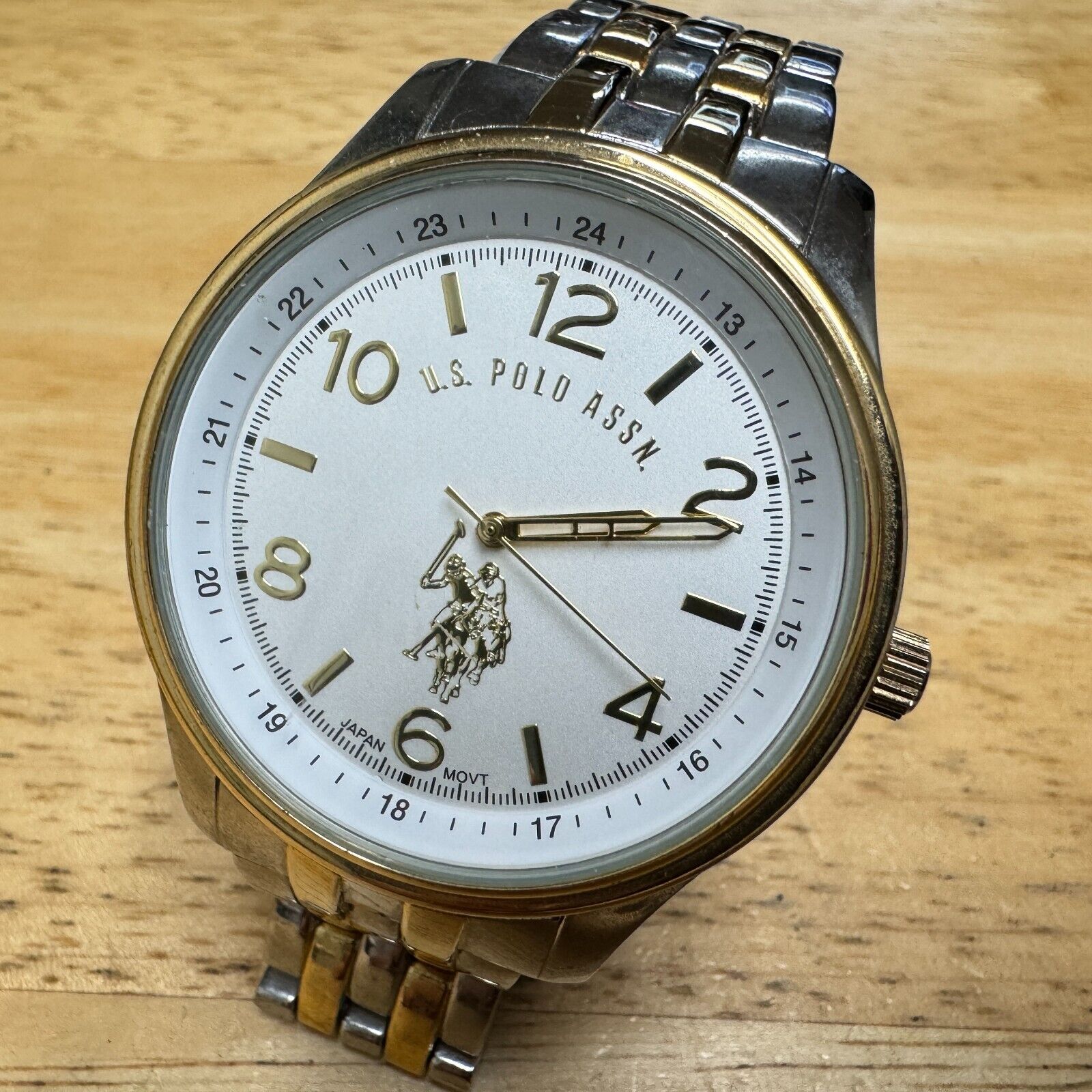 U.S. Polo Assn Quartz Watch Men Dual Tone Japan Movt Analog New Battery 7.75 U.S. Polo Assn Quartz Watch Men Dual Tone Japan Movt Analog New Battery 7.75