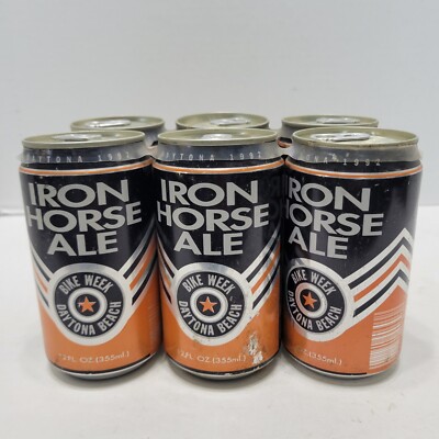 Vintage 1992 Iron Horse Ale Bike Week Datona Beach 6 Pack Beer Can Pop Top