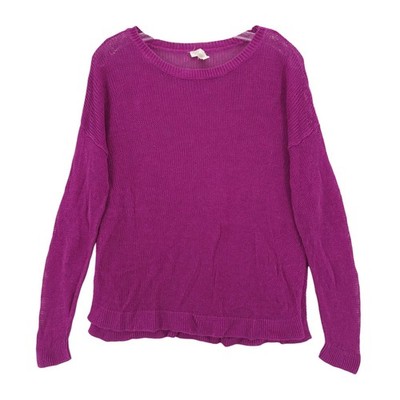 EILEEN FISHER Purple Loose Textured Knit Pullover Slits Drop Sleeve PETITE LARGE