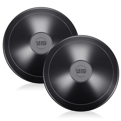 2 Pcs 1.5 Kg Smooth Surface Black Rubber Discus Disc Track and Field Equipment f