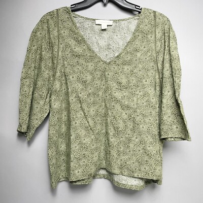 TREASURE & BOND Sz S 100% Cotton Lightweight Green Printed Top New