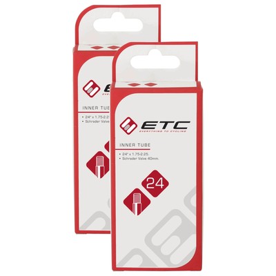 ETC Kinderfiets Binnenband 24x1.75-2.25" 24 Inch Schraderventiel 2 Stuks