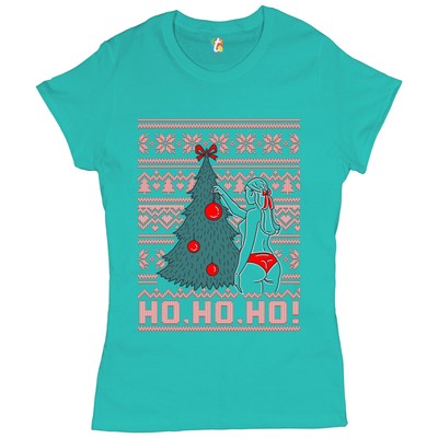 Ho ho ho! T-Shirt Ugly Sweater Christmas Tree Naughty or Nice Women's Tee