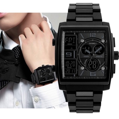 Large Square Men's Military Sports Analog Digital Outdoor Waterproof Wrist...