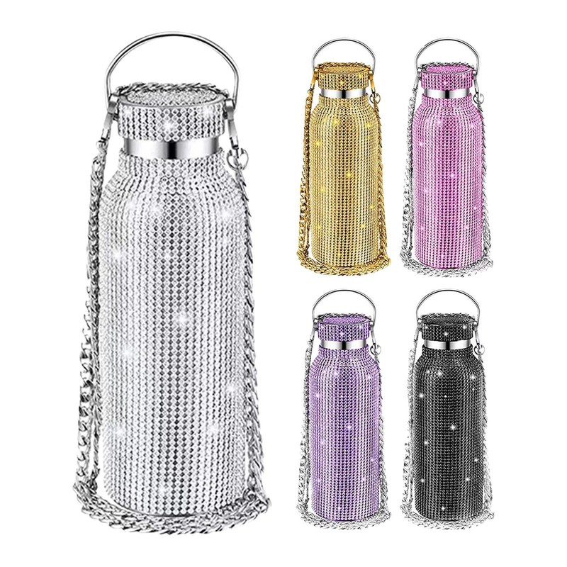 Bling Water Bottle Rhinestone Diamond Stainless Steel Glitter Insulated Bottle