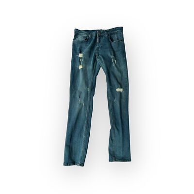 Dsquared2 Italy Distressed EAC Medium Wash Mens Slim Jeans Size 48 38 US