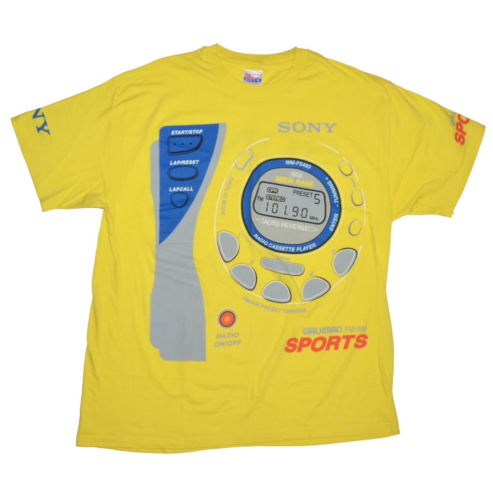 SONY SPORTS WALKMAN Vintage T Shirt size XL Yellow Allover SONY SPORTS WALKMAN Vintage T Shirt size XL Yellow Allover