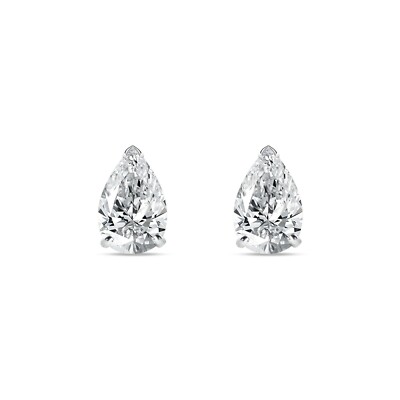 Pre-owned Shine Brite With A Diamond 3 Ct Pear Teardrop Cut Earrings Studs Solid 14k White Gold Screw Back Basket In White/colorless