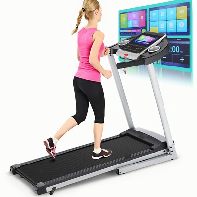 3.25HP Home Treadmill with Incline 10'' Touchscreen,3D Virtual Scene,36 Programs