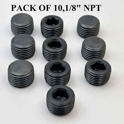 10PCS 1/8'' NPT Plug Pipe Fitting Internal Hex Head Counter sunk Thread Male Pipe
