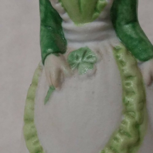 March Shamrock Lady Girl Bell Green White JSNY Made in Taiwan LUCK Porcelain