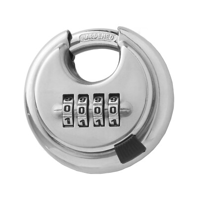 RESET-902 Stainless Steel Discus 4 Digit Combination Padlock Waterproof Rustp...