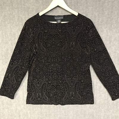 Dialogue Shirt Womens Medium Blouse Top Tunic Paisley Sheer Long Sleeve Ladies