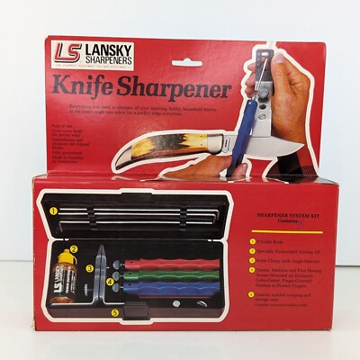 Vintage Lansky 3 Stone Sharpening System Oil Case Lightly Used 1990 