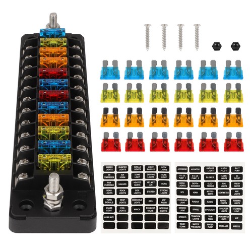 ?ATC/ATO 12 Way Blade Fuse Block Box Holder Universal Kit For Marine Car Truck