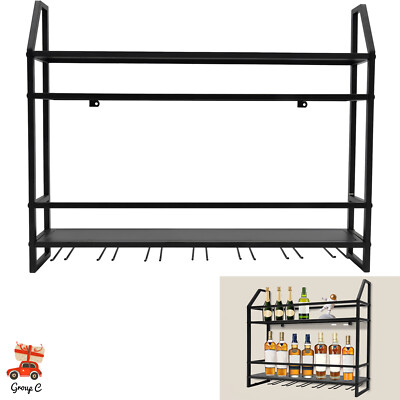 Wall Mounted Wine Glass Storage Rack Wine Rack Bottle Holder Bar Wine Shelf NEW