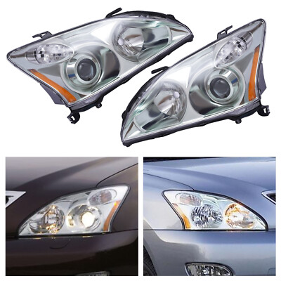 04-09 Lexus RX330 RX350 RX400h HID+Halogen Headlights Assembly 1 Pair W/o AFS