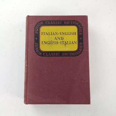 Italian-English and English-Italian Junior Classic Dictionary 1943 Vintage Book