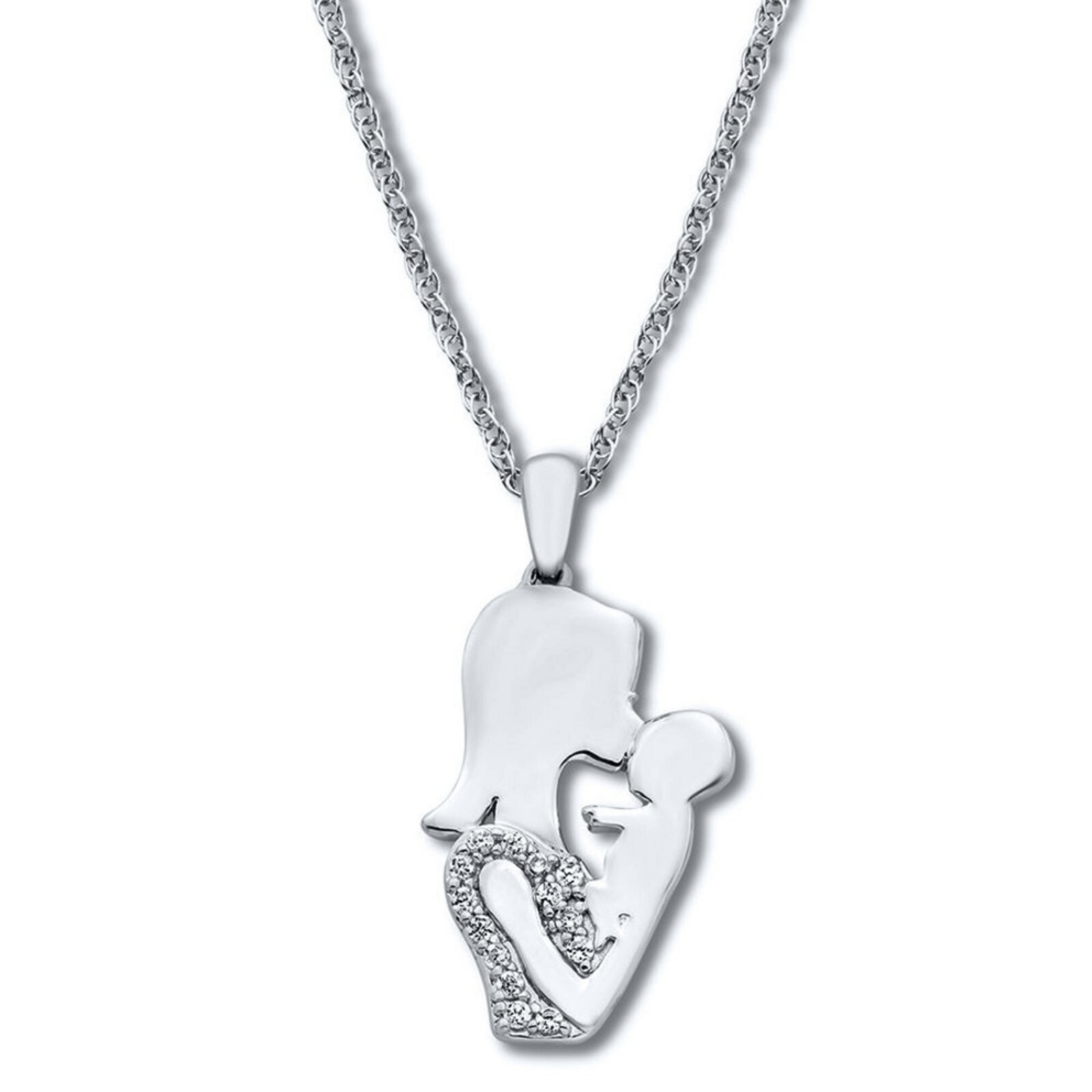 1/10Ct Cubic Zirconia Mother & Baby Pendant Chain Sterling