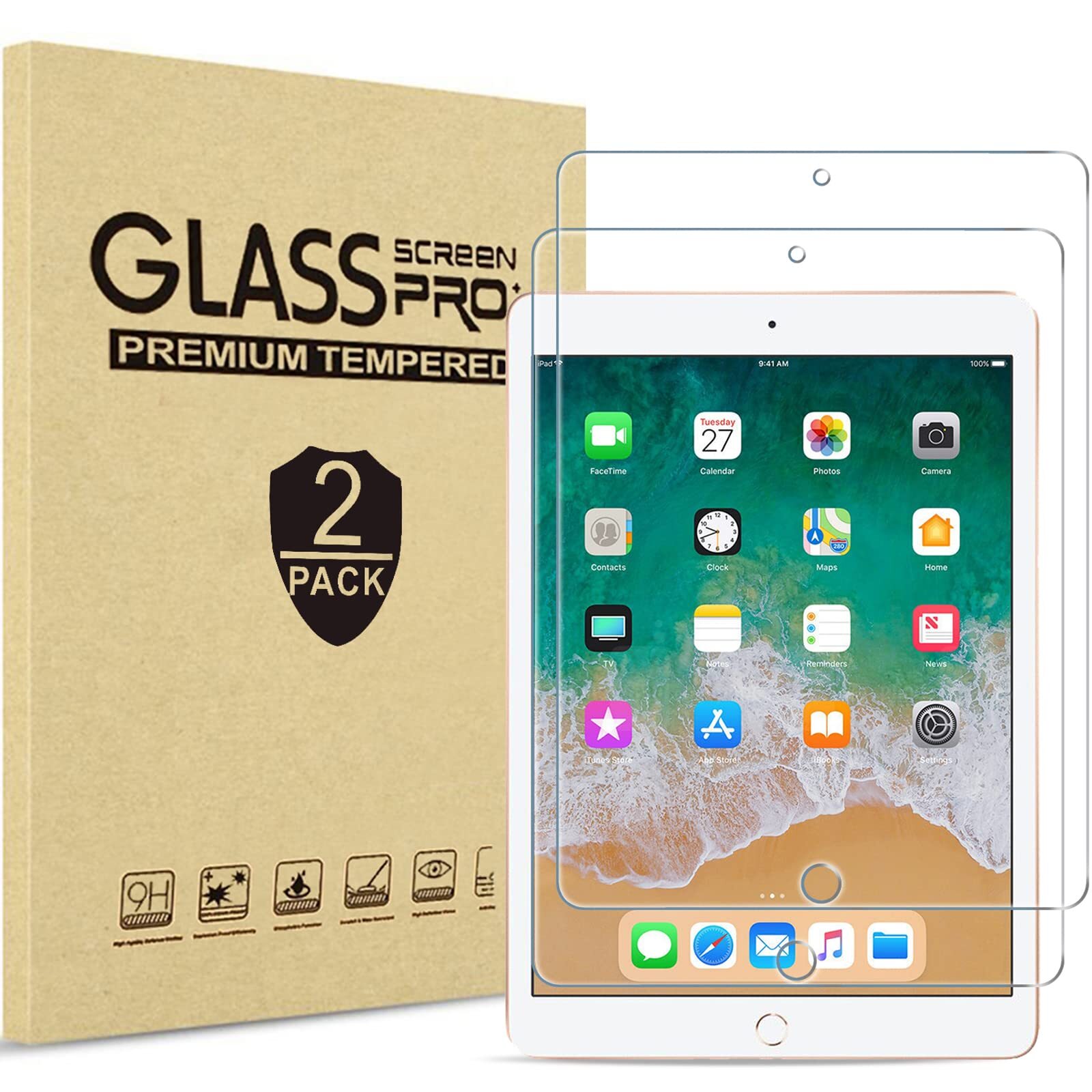 doupi Pellicola Vetro Temperato per iPad PRO (9,7 Pollice) / Air/Air 2 / iPad 2017/2018, Premium 9H HD Protettiva Protezione dello Schermo Tempered Glass