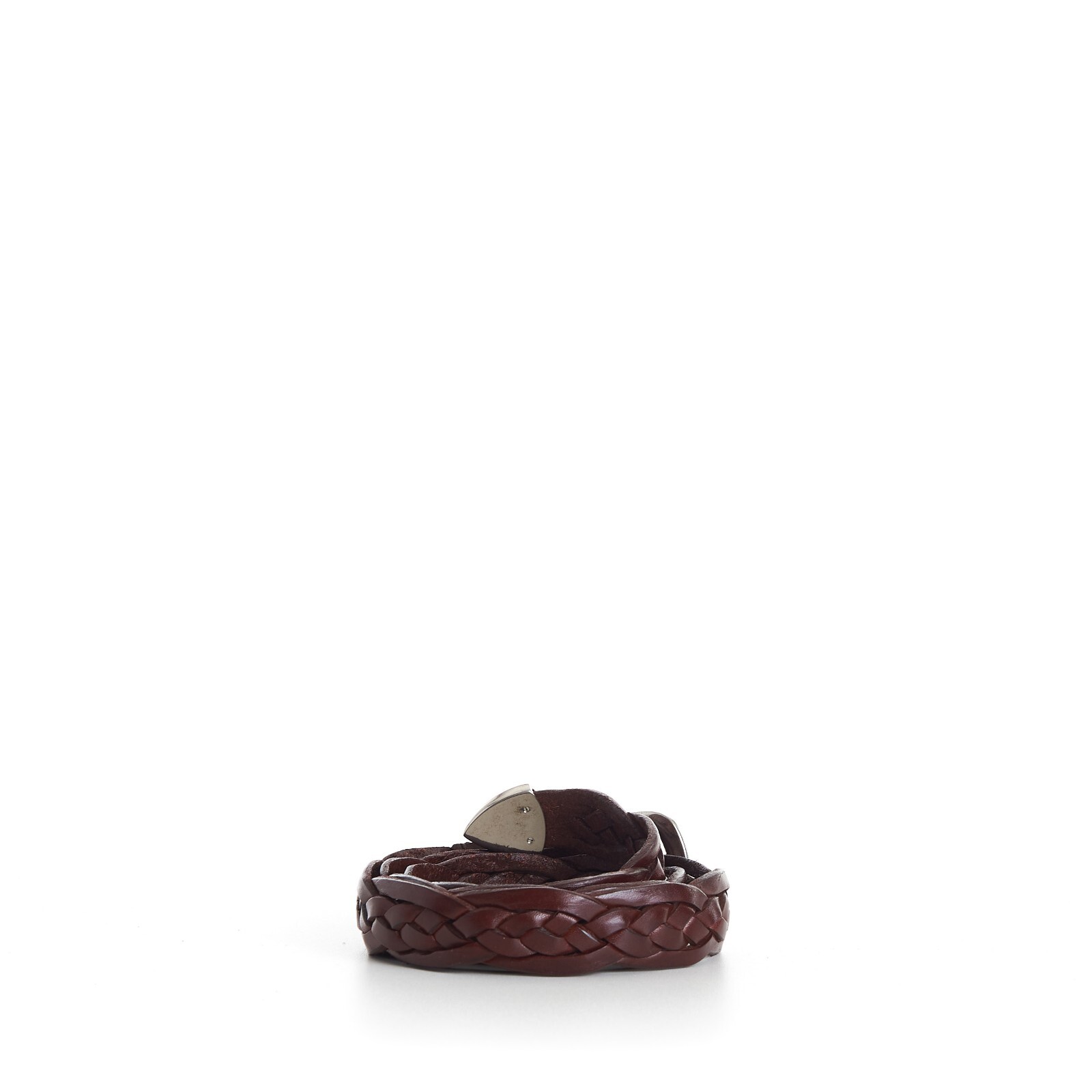Pre-owned Brunello Cucinelli 1150$ Brown Braided Leather Dress Belt - Engraved Buckle Tip