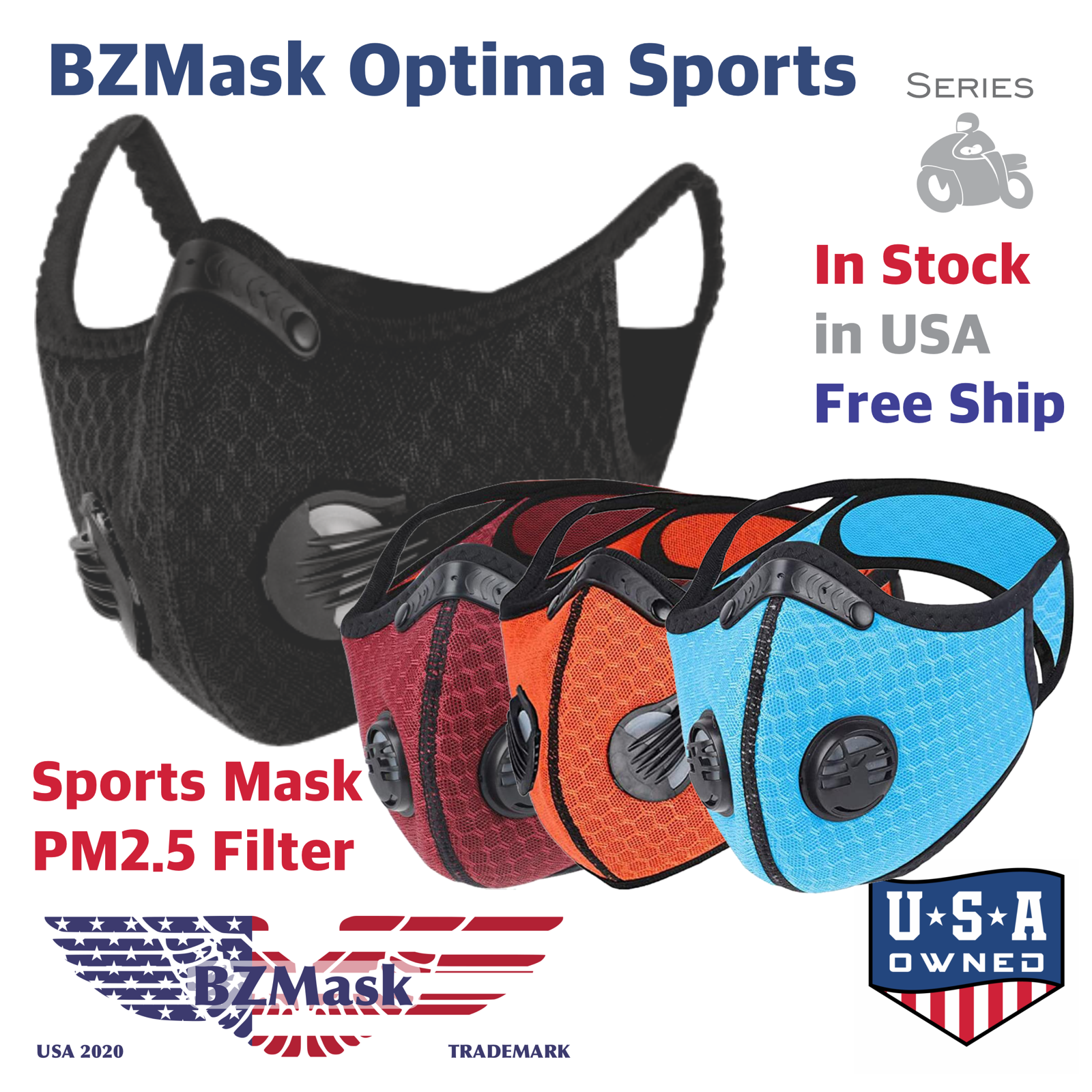 BZMasks Optima Sports Mask Reusable Cycling Mask Active