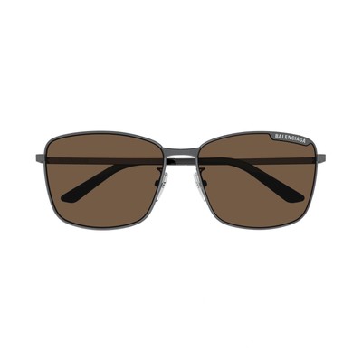 BALENCIAGA BALENCIAGA BB0280SA-002 RUTHENIUM RUTHENIUM BROWN SUNGLASSES