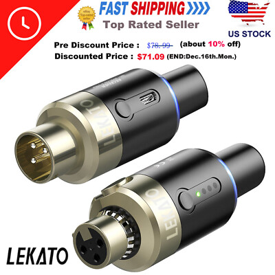 LEKATO 5.8G Wireless Microphone Transmitter Receiver System Plug On XLR 100ft
