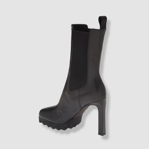 Pre-owned Off-white $1285 Off White Women's Black Sponge Sole High Chelsea Boot Size 37 Eu/7 Us