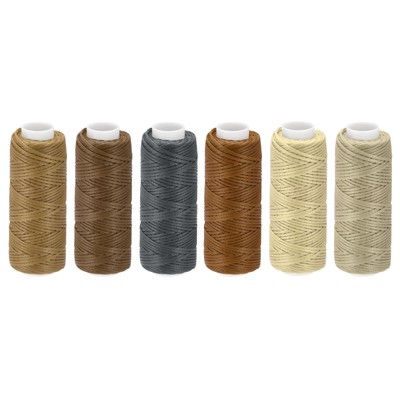 Leather Threads 33 Yards 150D/0.8mm Polyester Waxed Cords, Various Brown 6pcs