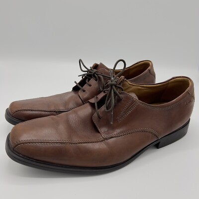 Clarks Collection Tilden Walk Leather Oxford Size 11.5 Lace Up Dress Shoes Brown