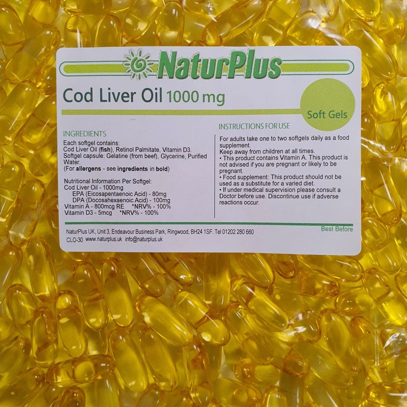 Cod Liver Oil Capsules 1000mg, 365 Capsules, High Strength, Omega 3