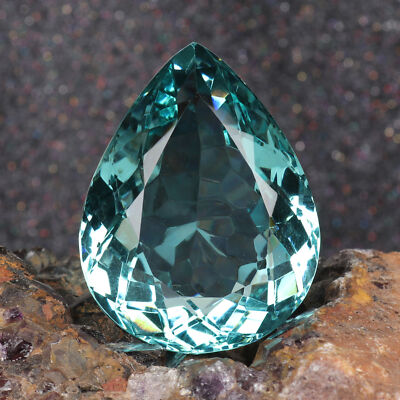 aquamarine Lab Created Pear Shape Aquamarine Gemstone 53X46X25 size 332