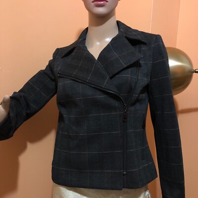 Tahari ASL Jacket, Black/Cognac Plaid, new - sizes 2 & 6