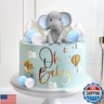 Elephant Cake Decoration with Mini Elephant Oh Baby Cake Topper Blue White Pearl Balls Hot Air Balloon for Baby Shower Boy Elephant Theme Birthday Party Supplies (BLUE)