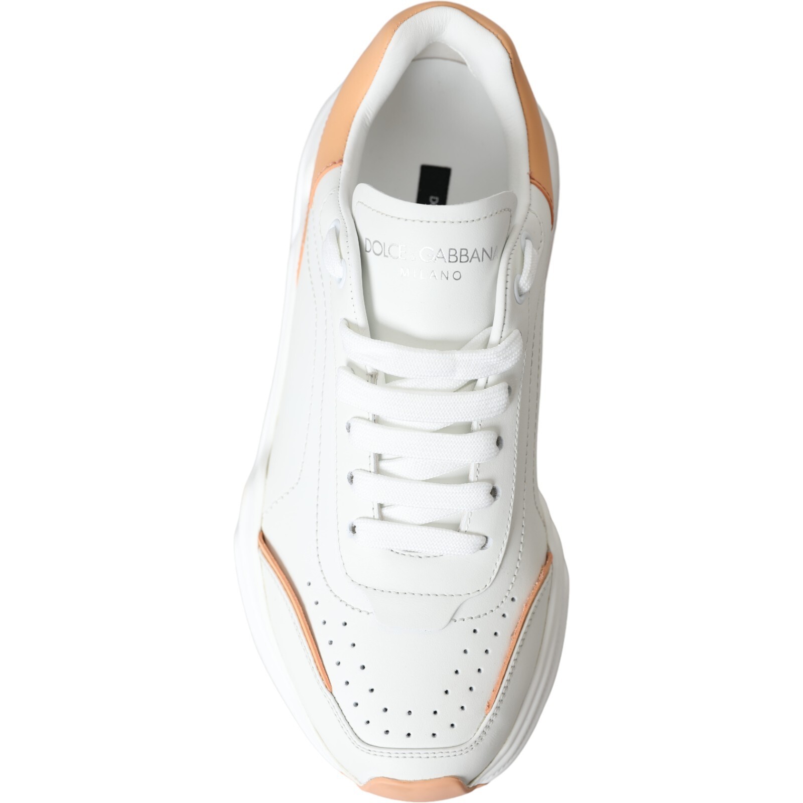 Pre-owned Dolce & Gabbana Shoes White Peach Daymaster Leather Sneakers Eu39.5 / Us9 940usd