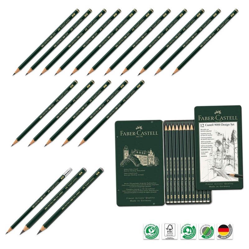 Faber Castell Bleistifte HÃ¤Rtegrad 8b 7b 6b 5b 4h 4b 3h 3b 2h 2b F H B Jumbo Set