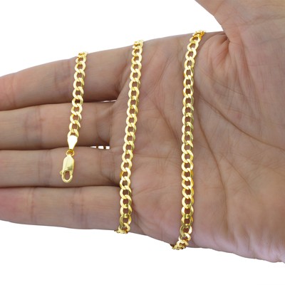 Pre-owned Nuragold 14k Yellow Gold 5mm Women Solid Curb Cuban Chain Link Italian Necklace 16"