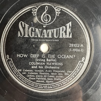 10'' 78 RPM-Coleman Hawkins-How Deep is the Ocean/Stumpy/Signature 28102