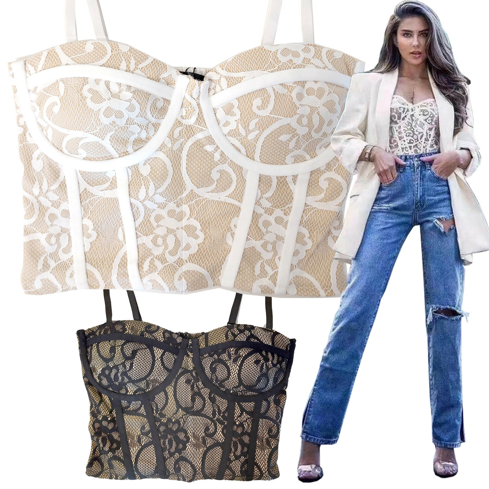 Bustino Corsetto Donna In Satin Floreale - Elegante, Regolabile, Per Serate E Costumi - Foto 4