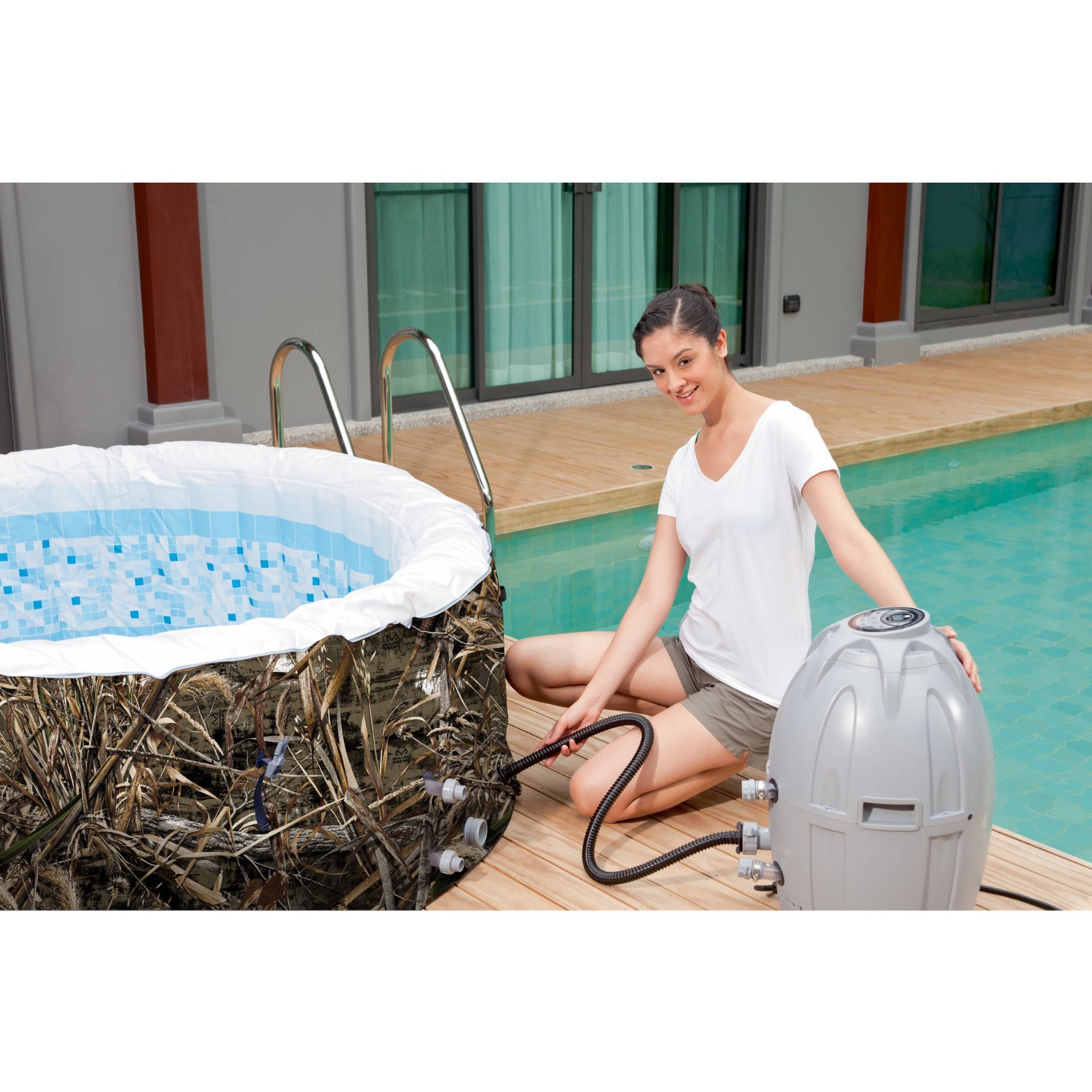 Inflatable Hot Tub Outdoor Spa Jacuzzi Tubs Portable 4 Person Round Insulated
