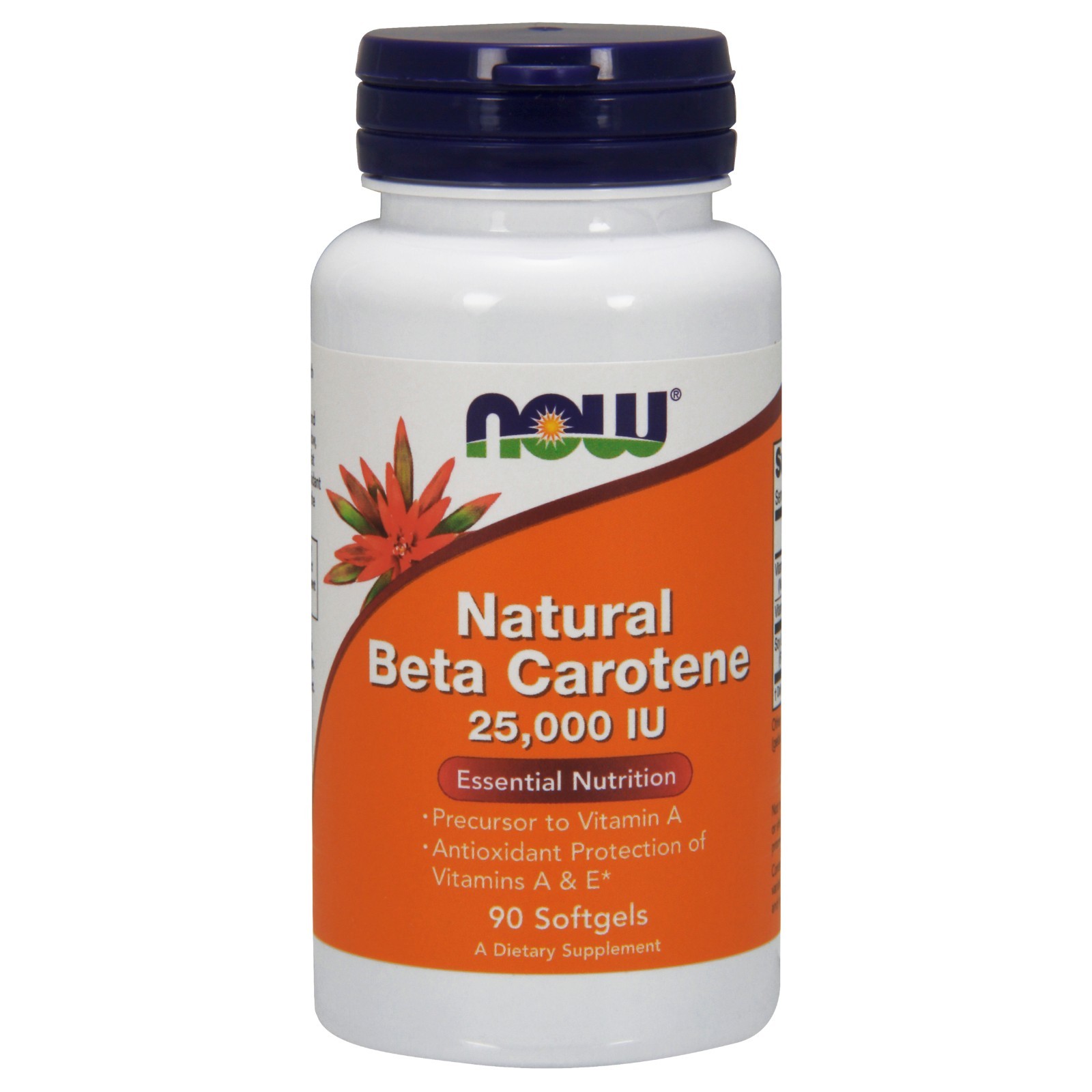 NOW Foods Beta Carotene Natural, 25 000 МЕ, 90 мягких желатиновых капсул